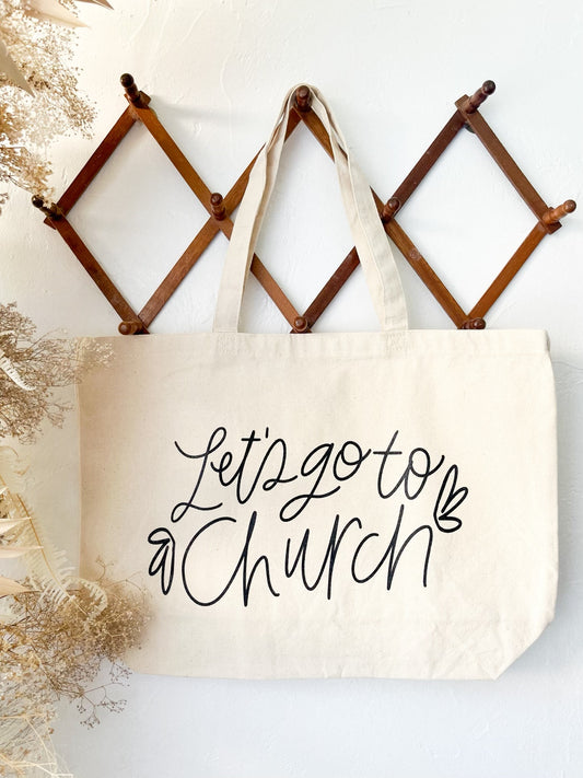 Let’s Go to Church Cotton Canvas Tote
