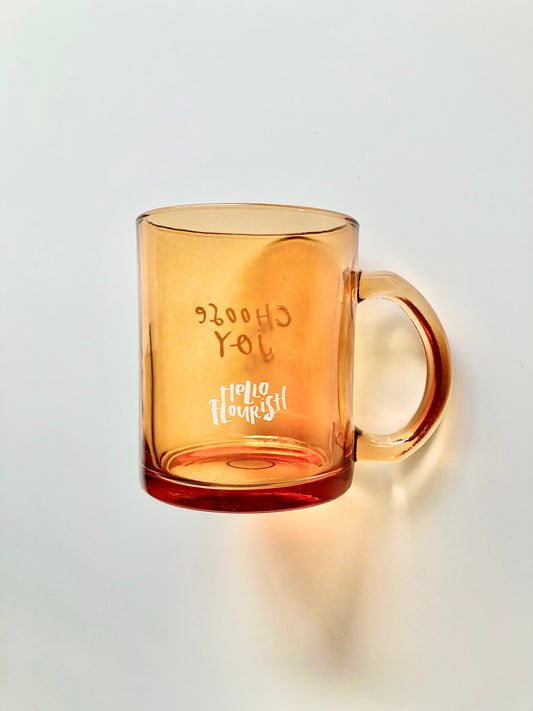 Choose Joy Amber Glass Mug